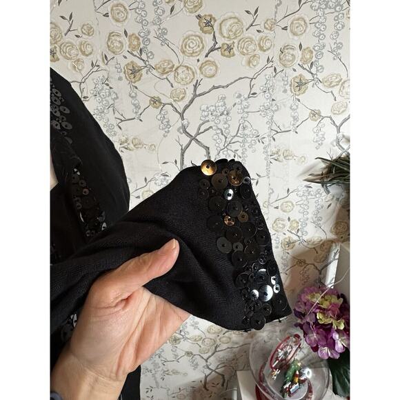 NWT Notations Women's Top Size 1X Sequined Layered Stretch Black - Picture 5 of 8